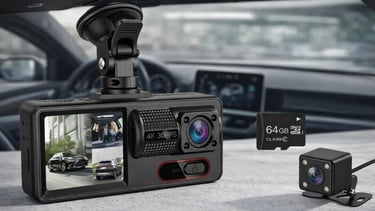 Câmera veicular com visão noturna 1080p AQWS com dupla câmera frontal e traseira instalada no carro