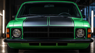 Chevrolet Opala SS verde restaurado em estilo restomod com visual frontal clássico.