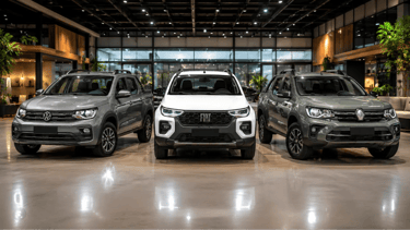 Oroch, Strada e Saveiro reunidas em showroom na disputa por descontos em 2026