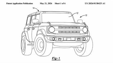 Desenho da patente revela novo conceito de teto para o Ford Bronco