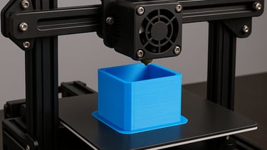 a 3d printer printer with a blue box