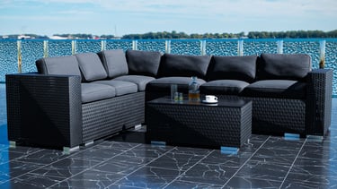 exterior furniture near water