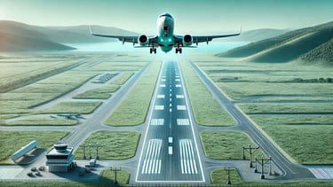 Flughafen mit startendem Flugzeug