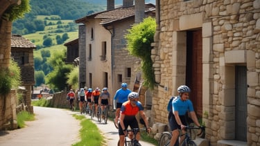 A scenic cycling route in Girona, showcasing lush landscapes.