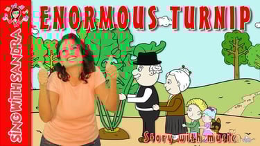 a woman in a orange shirt and jeans standing in front of a cartoon characters