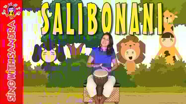 a woman sitting on a bench with a drum
