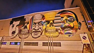 Mural Mo Evolution by Okuda (Oscar San Miguel) on the Palibex in Madrid