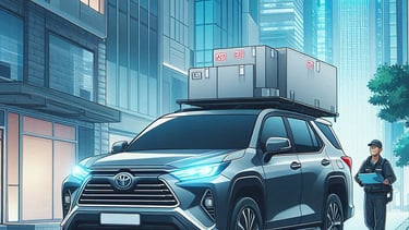 An SUV with cargo on the roof