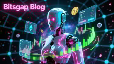 a robot with a bitcoin on the screen