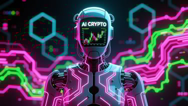 a robot suit with a crypto logo on it