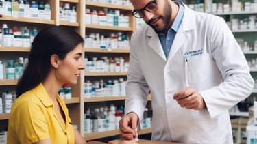 A pharmacist providing consultation to a patient.