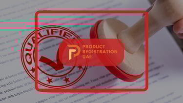 Product Registration UAE Logo with EHS Trakhees Certification in the background