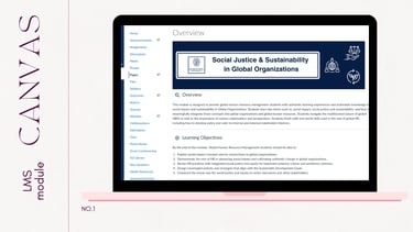 A laptop showing an Instructure module I built for Canvas LMS  