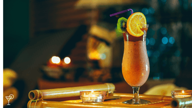 a cocktail with a glass of wine and a bottle of wine