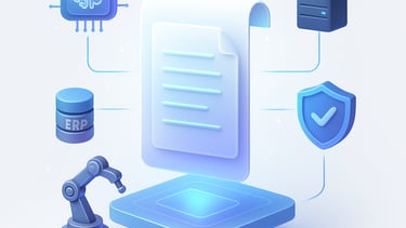 Illustration of AI-driven document extraction and ERP integration with automation
