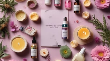 A collection of wellness products is displayed, including a brown glass dropper bottle with a blue label, jars with cream-colored labels, a small bowl with powder, and several capsules scattered on a light surface. Packaging with minimalist design features the brand 'beam' and labels such as 'clarity,' 'the fixer,' and 'revive.'