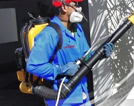 técnico profissional em controle de pragas com um pulverizador