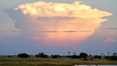 Glorious sunset on a self-drive tour through Botswana