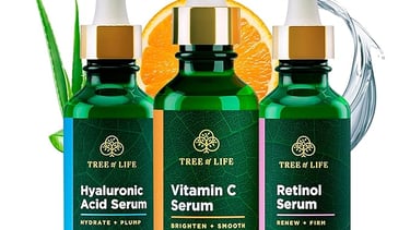 Tree of Life Skincare Trio with Vitamin C Serum, Retinol Serum, and Hyaluronic Acid Serum
