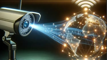 Modern CCTV surveillance camera monitoring digital security network