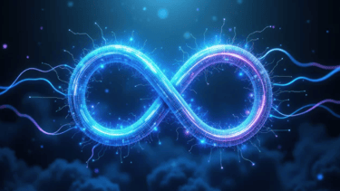 Glowing infinity loop symbolizing DevOps, CI/CD pipelines, and platform automation