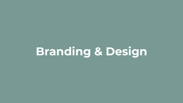 Grafik mit der Aufschrift "Branding & Design" – Fokus auf Markenentwicklung und visuelle Gestaltung