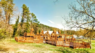Soddy Daisy, TN - Scramble Alley Park has a huge wooden playground for kids