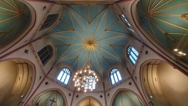 The octagonal ceiling of St Dunstan's in the West