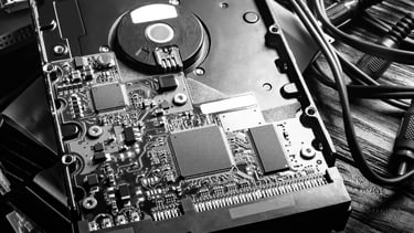 a computer motherboard with a hard drive