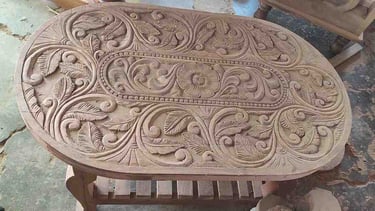 Teak Wood Coffee Table with Natural Finish – Handcrafted Indian Furniture