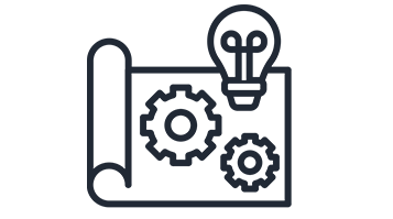 tools icon on a paper with bulb representing prototype ideas with transparent background