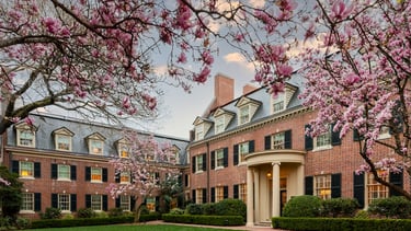 Chapel Hill, NC wedding venue, the Carolina Inn, live wedding painter spring blossoms
