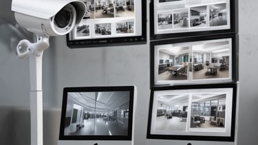 A modern digital display board features phrases promoting sustainability, future cities, and innovation. It emits a green glow against a dark background, while palm fronds partially frame the view.