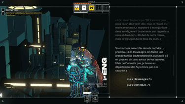 Capture d'écran d'une phase de dialogue du jeu Citizen Sleeper