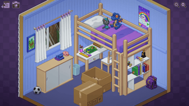 Niveau de la chambre d'enfant du jeu vidéo Unpacking