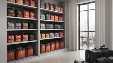 A traveler happily storing their luggage at a modern facility.