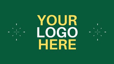 Text: Your Logo Here on green background with star burst graphics