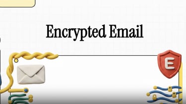 Undatti | graphic for encrypted email featuring a lock, envelope, and security shield icon.