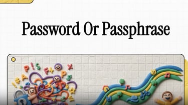 Undatti | claymation graphic comparing complex passwords with secure passphrases for security.