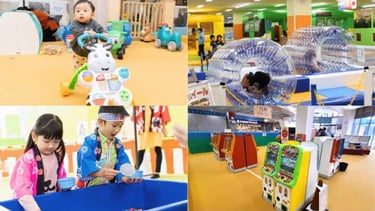 乳幼児用の遊具、サイバーホイール、縁日体験コーナー、メダルゲーム機など多彩な遊び場がそろう室内遊園地の様子｜堺市のニュースならサカイタイムズ