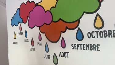 Zoom sur une la précision des lignes pour une peinture décorative au sein d'une crèche