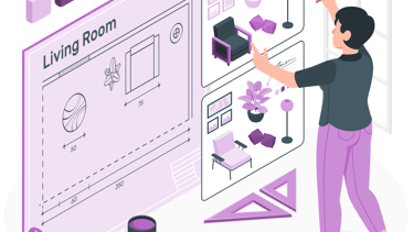 a interior designer representing his interior works, planning & execution contracting for clients