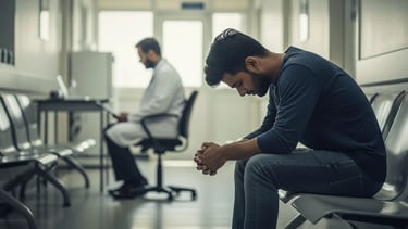 An Indian patient reflecting the mental health crisis, where over 80% fail to receive timely treat