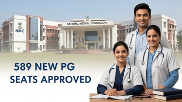 NMC approves 589 new PG medical seats across 27 colleges, boosting India’s specialist healthcare.