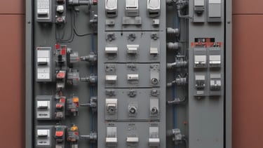 A copper drainpipe is mounted on a rough stone wall with a flared connector. The wall appears to be made of gray bricks that vary slightly in texture and color.