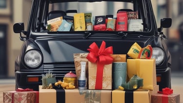 A driver assisting tourists with their luggage.