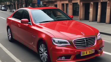 A scenic view of a tourist destination with a taxi.