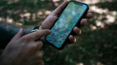 Using a phone to follow clues and start an adventure in nature
