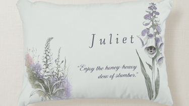 Personalized Floral Pillow with Quote