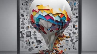a large white balloon - like object with a colorful paper cutout